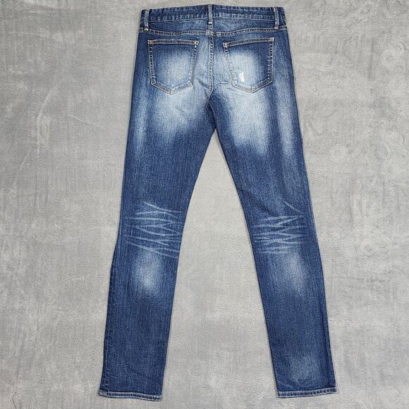 Gap 1969 Real Straight Jeans Size 28/6 Long Stretchy Mid Rise Distressed Ripped - Picture 2 of 8